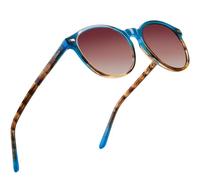 DUCO Retro redondo UV400 gafas de sol polarizadas para Mujeres Hombres tonos Vintage marco de acetato clásico gafas de sol de moda DC1230 (tortuga azul)