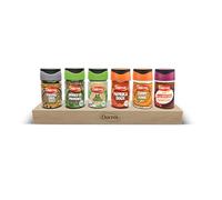 DUCROS - Portaespecias de madera | Diseño moderno de madera de haya, organizador de cocina con 6 macetas de hierbas y especias | Almacenamiento práctico para encimera o armario