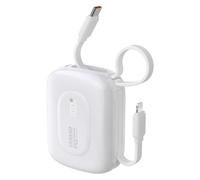 DUDAO Banco de energía portátil con cables, 10000 mAh, 22,5 W, carga rápida | Cable USB C y Lightning integrado, cargador compacto con pantalla digital para iPhone 17/16/15 Pro, Commuter Essential
