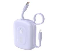 DUDAO Banco de energía portátil con cables, carga rápida PD de 10000 mAh | Cables USB C y Lightning integrados, cargador compacto con pantalla digital, para iPhone 17/16/15 Pro, Commuter Essential