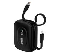 DUDAO Banco de energía portátil con cables, carga rápida PD de 10000 mAh | Cables USB C y Lightning integrados, cargador compacto con pantalla digital, para iPhone 17/16/15 Pro, Commuter Essential