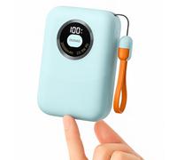 DUDAO K21 Pro - Banco de energía portátil - 20,000 mAh, 22.5 W PD+QC de carga rápida, doble puerto, cable USB-C integrado, compacto y portátil, compatible con iPhone 15/16, Samsung y más (azul bebé)