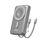 Dudao K29 Powerbank 10000 mAh PD 20 W MagSafe - Batería externa con cables USB-C y Lightning integrados, soporte y diseño de metal, gris