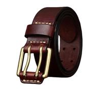 DUddTTW Cinturón Retro de Doble Punta para Hombre, cinturón de Cuero con 2 Agujeros y Hebilla de Rodillo, Cinturones de 3,8 cm de Ancho para Hombre, cinturón de 4mm de Grosor