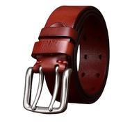 DUddTTW Cinturón Retro de Piel de Vaca para Hombre, Cinturones de Cuero Informales de Grano Completo, Hebilla de Doble Punta, Adorno para cinturón para Hombre