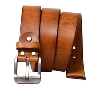 DUddTTW Cinturón Vintage de Cuero de Vaca auténtico para Hombre, Cinturones Hechos a Mano para Hombre, cinturón con Hebilla Cuadrada de latón Macizo, cinturón clásico para Hombre