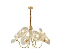 DUddTTW Lámpara de Techo con Flores, lámpara Colgante de Cristal Transparente, iluminación de Montaje semiempotrado con Hoja de Loto, 8 Luces Cerca de la lámpara de Techo