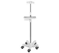 DUddTTW Poste de suero de Acero Inoxidable, Soporte for suero intravenoso con 4 Ganchos, Bandeja y reposabrazos, Poste de infusión, Altura Ajustable, Soporte de Suelo for suero con 5 Ruedas