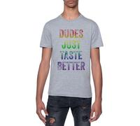 Dudes Just Taste Better Gay Camiseta Gris para Hombre De Manga Corta con Cuello Redondo Grey T-Shirt Mens