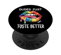 Dudes Just Taste Better Gay Rainbow Pride Flag LGBTQ+ LGBT PopSockets PopGrip Adhesivo