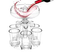 DUDOK Dispensador de 6 vasos de chupito, soporte para vasos de chupito, carrusel de vidrio de chupito acrílico, dispensador de chupito con 6 vasos de bebida, dispensador de cóctel, dispensador de