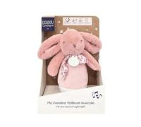 DUDOU ET COMPAÑÍA - Luz nocturna musical Culbuto conejo rosa para bebé - Peluche relajante con melodía dulce - Luz tamizada para noche serena - Idea de regalo de nacimiento - DC4194