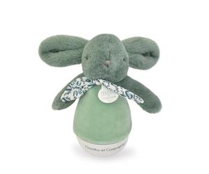 DUDOU ET COMPAÑÍA - Luz nocturna musical Culbuto conejo verde salvia para bebé - Peluche relajante con melodía dulce - Luz tamizada para noche serena - Idea de regalo de nacimiento - DC4197