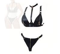 Dudoy Conjunto de 2 piezas de cosplay de estilo punk en cuero negro, ideal para escenarios románticos y aventuras