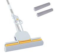 DUDTO - Fregona de Esponja PVA con Mango Largo de 152 cm y Cabezal de 38 cm, Incluye 2 recambios, fregona con Sistema de escurrido para Limpieza de Suelos