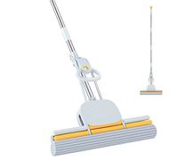 DUDTO Mopas de Esponja PVA para Limpieza de Suelos con Mango Largo de 60 Grados, fregona autoescurridora con 15 Cabezales para Azulejos de Cocina y baño, fregonas de Esponja para Limpieza de Suelos