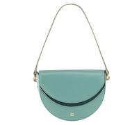 DUDU Bolso Mujer con Bandolera Media Luna Rígido de Cuero Made in Italy con Doble Bandolera, Solapa con Cierre Magnético Salvia