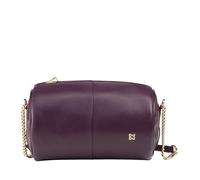 DUDU Bolso cilíndrico de Cuero para Mujer, Bolso Bandolera con Cadena y Piel, Elegante Bolso cilíndrico pequeño de Moda con Cremallera Deep Purple