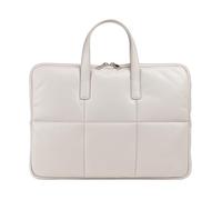 DUDU Bolso para PC 14 Pulgadas Mujer con Bandolera de Piel Pespunteada Acolchada, Bolsa Laptop Notebook MacBook hasta 14”, Maletín Bolso Funda Elegante Perla