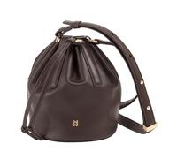 DUDU Bolso pequeño de cuero genuino para mujer con correa ajustable y cierre de cordón - Bolso bandolera elegante y compacto con cordón, perfecto para el uso diario Coffee brown