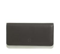 DUDU Cartera de Mujer en Piel Suave Multicolor RFID con Solapa Coffee Brown