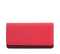 DuDu Cartera de Mujer en Piel Suave Multicolor RFID con Solapa Frambuesa
