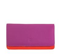 DUDU Cartera de Mujer en Piel Suave Multicolor RFID con Solapa Fucsia