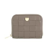 DUDU Cartera de mujer pequeña de piel trenzada Zip Around - Elegante y compacta, tarjetero, monedero y billetes con cremallera topo