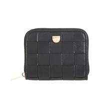 DUDU Cartera de mujer pequeña de piel trenzada Zip Around - Elegante y compacta, tarjetero, monedero y billetes con cremallera negro rosa