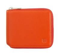 DUDU Cartera Hombre RFID de Piel Monedero con Cremallera Exterior Pequeña con 6 Ranuras para Tarjetas Naranja