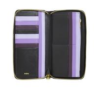 DUDU Cartera Mujer Grande con Cremallera RFID en Piel Napa Zip Around 14 Bolsillos para Tarjetas y Monedero Black_Lavender