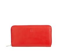 DuDu Cartera Mujer Grande RFID de verdadera Piel colorada Zip Around Rojo Fuego