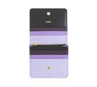DUDU Cartera Mujer Pequeña de Piel Protección RFID de Colores Ultracompacta con Cremallera Interior y 8 Ranuras para Tarjetas Black_Lavender