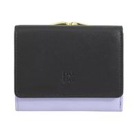 DUDU Cartera Mujer Pequeña de Piel RFID con Monedero con Cierre Clic Clac Compacta 6 Ranuras para Tarjetas Black_Lavender