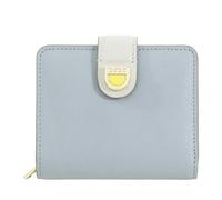 DUDU Cartera pequeña de mujer de piel con monedero de cremallera - Cartera compacta de bolso con cierre de botón, porta billetes, tarjetero Cloud gris