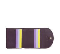 DUDU Cartera pequeña para Mujer de Suave Piel auténtica, Compartimentos para Tarjetas, Porta Billetes, Cremallera Trasera para Monedas, Cartera RFID con Cierre de Botones de Colores Deep Purple