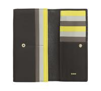 DUDU Cartera RFID Mujer Piel Diseño Multicolor Alargada con Monedero Cremallera 18 Ranuras para Tarjetas y Cierre de botón Coffee Brown