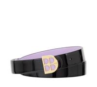 DUDU Cintura Donna in Vernice, Vera Pelle Made in Italy, H 23mm, Reversibile, Sottile, Cintura Elegante di Alta Qualità Black_Lavender de 85 cm