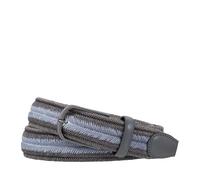 DUDU Cintura Elastica Intrecciata Made in Italy di Lino da Uomo, H 35 mm, con Dettagli in Vera Pelle Antracita de 105 cm