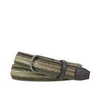 DUDU Cintura Elastica Intrecciata Made in Italy di Lino da Uomo, H 35 mm, con Dettagli in Vera Pelle Bosque de 105 cm