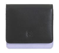 DUDU Cartera Mujer Pequeña de Piel Protección RFID de Colores Ultracompacta con Cremallera Interior y 8 Ranuras para Tarjetas Black_Lavender