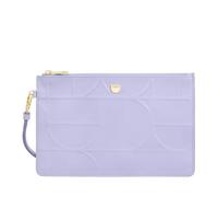DUDU Grande Pochette Donna in Pelle Stampata da Polso, Pochette a Mano con Laccetto - Elegante, Spaziosa e Pratica per Carte, Banconote e Monete Lilac_Orange