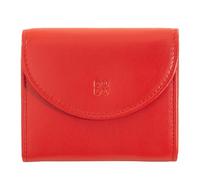 DUDU Mini Cartera de Mujer en Piel Genuina con Cremallera, Cierre de Botón, Billetera Compacta de Colores Rojo Fuego