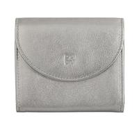 DUDU Mini Cartera de Mujer en Piel Genuina con Cremallera, Cierre de Botón, Billetera Compacta de Colores Plata