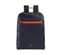DUDU Mochila de Hombre para PC Portátil y Tablet de Piel, Mochila Antirrobo con Doble Cremallera, Mochila de Trabajo de Viaje con Sujeción para Maleta de Ruedas Navy
