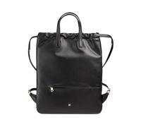 DUDU Mochila de Mujer Tipo Bolso en Piel Suave, Mochila con Cordón y Botón Magnético, Doble Asa, Mochila Sencilla Elegante Negro Rosa
