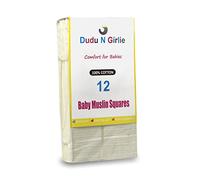 Dudu N Girlie 100% algodón bebé pañuelos cuadrados de muselina, 70 cm x 70 cm, (12 unidades), color crema
