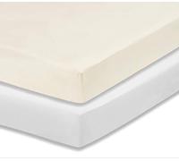Dudu N Girlie cuna cama de algodón Jersey sábanas bajeras, color blanco/crema, 2 piezas