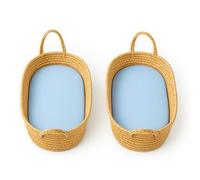 Dudu N Girlie Moses Basket - Juego de sábanas bajeras, 100% algodón de jersey, tamaño de moisés, hipoalergénica, transpirable, de fácil cuidado, sábana bajera suave para moisés de bebé (paquete de 2, azul)