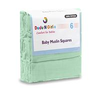 DUDU N GIRLIE Newborn Essentials - Paños de Muselina para bebé, 100% algodón, Suave y Absorbente, para eructos, Extra Grande, 70 x 70 cm (Paquete de 6, Menta)
